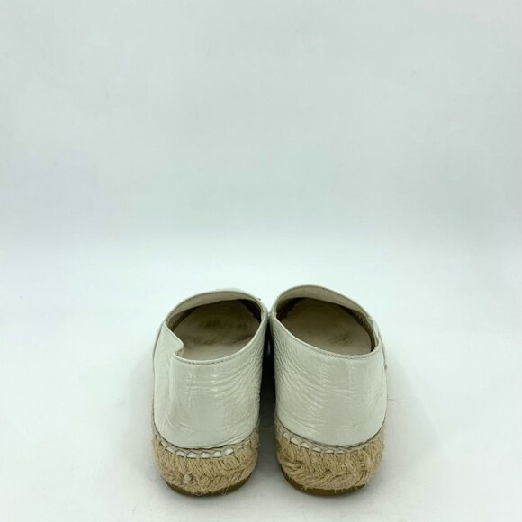 Chanel White Leather Espadrilles Size 37 Double C Logo With Jute Sole Made In Sp - Picture 4 of 9